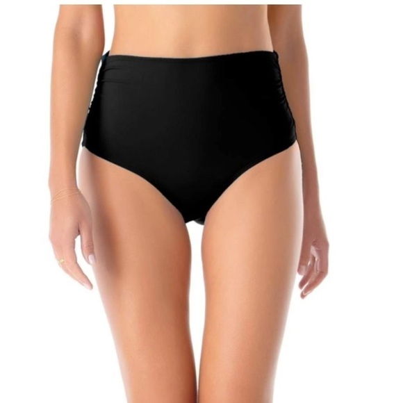 Anne Cole Convertible High Waist Shirred Swim Bottom - Picture 1 of 12